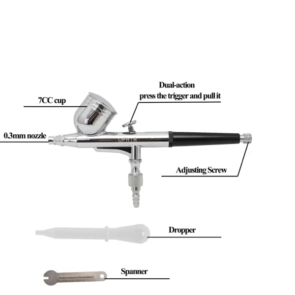 OPHIR PRO 0.3mm Airbrush Kit with Air Compressor for Nail Art Paint Stencils & Nail Inks & Bag Air Brush Gun Nail Tools_OP-NA001 - Image 3