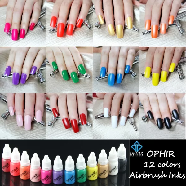 OPHIR PRO 0.3mm Airbrush Kit with Air Compressor for Nail Art Paint Stencils & Nail Inks & Bag Air Brush Gun Nail Tools_OP-NA001 - Image 5