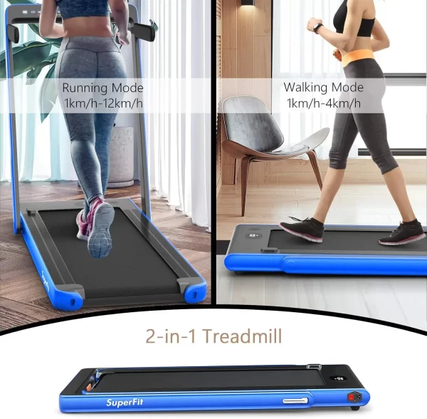 Treadmill with Dual Display, 2.25HP Superfit Under Desk Electric Pad Treadmill, Installation-Free, Blue Tooth Speaker, APP Contr - Image 2