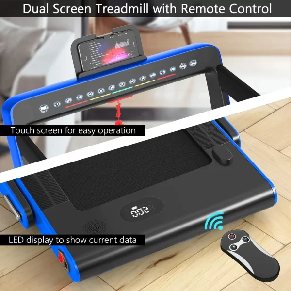 Treadmill with Dual Display, 2.25HP Superfit Under Desk Electric Pad Treadmill, Installation-Free, Blue Tooth Speaker, APP Contr - Image 3